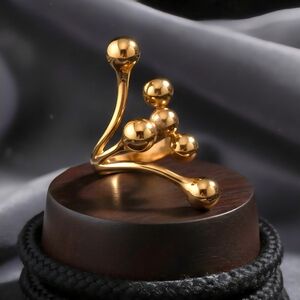 Modern Abstract Chunky Ring 18K Gold Plated Stainless Steel Bold Statement